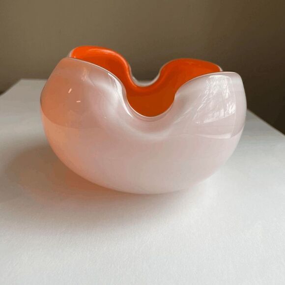 1950s Mid-Century Modern Orange Murano Art Glass Bowl - Picture 10 of 10
